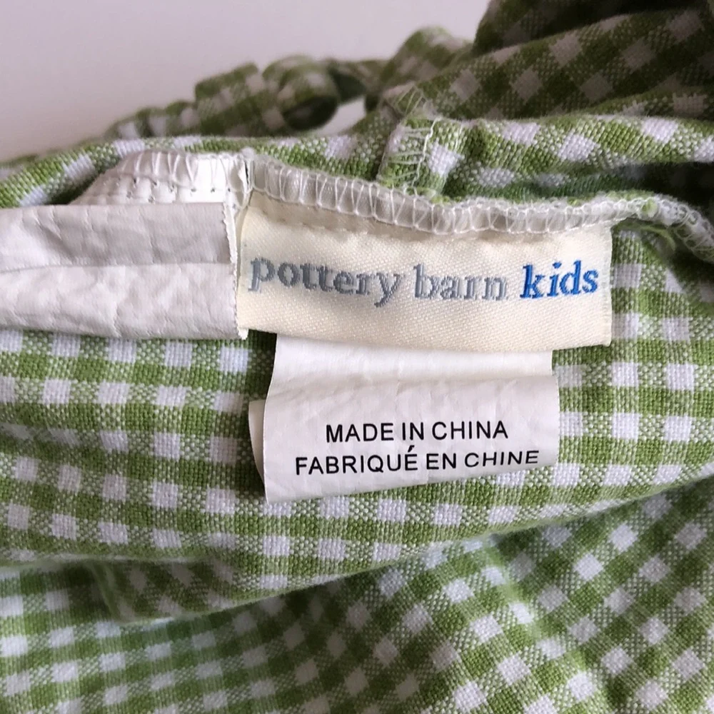 Pottery Barn Kids Sabrina Green and White Gingham Small Drawstring Sham